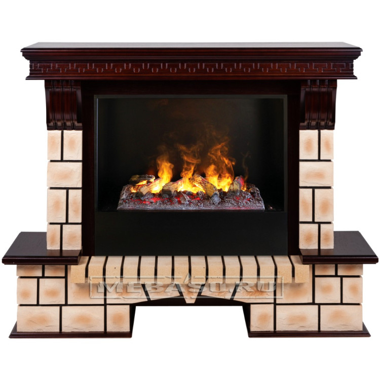 Stone Brick 26 AO с очагом 3D Cassette 630 + Black вставка