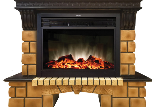 Real Flame Stone Brick 26 AO с Moonblaze Lux BL S